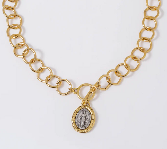 Two-Tone Mary Chunky Pendant Necklace