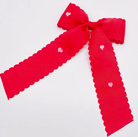 Embroidered Hearts Hair Bow
