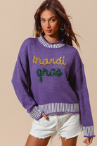 Mardi Gras Tinsel Sweater Top