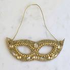 Masquerade Mask Ornament - Gold