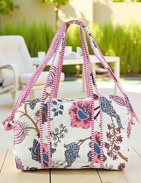 Elena Pink Floral Duffel Bag