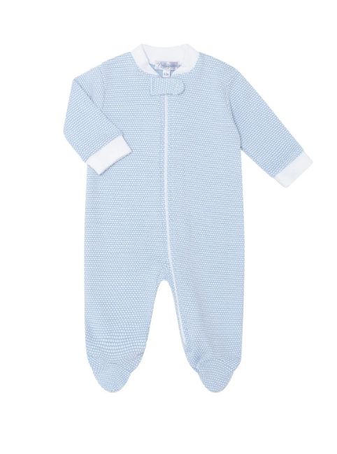Blue Bubble Zipper Footie W/Hat NB