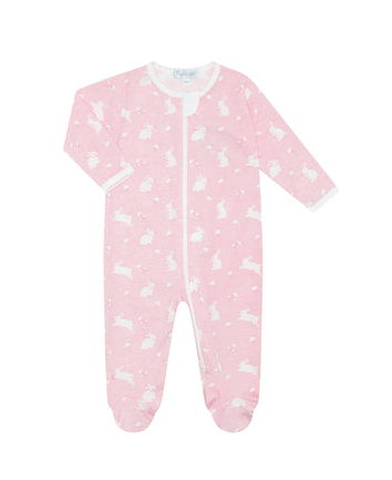 Pink Bunny Cotton Zipper Footie