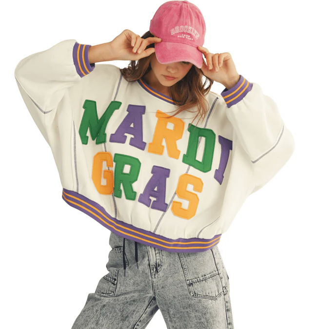 Mardi Gras Loose Fit Sweatshirt Top