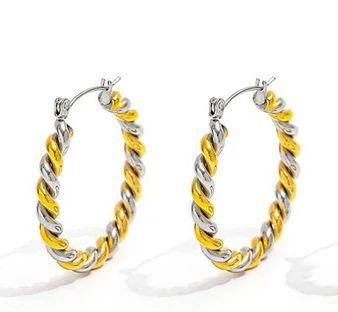 Aubrey Adele Helixia Silver & Gold 32mm Hoop