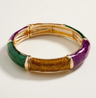 Glitter Mardi Gras Enamel Stretch Bracelet