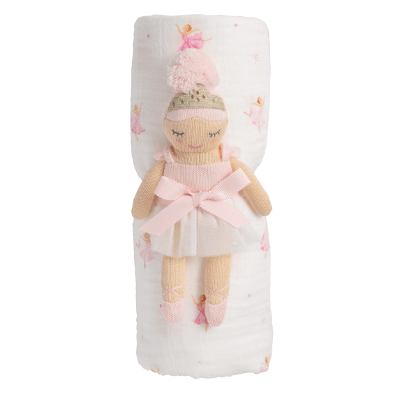 Ballerina Swaddle & Rattle Set