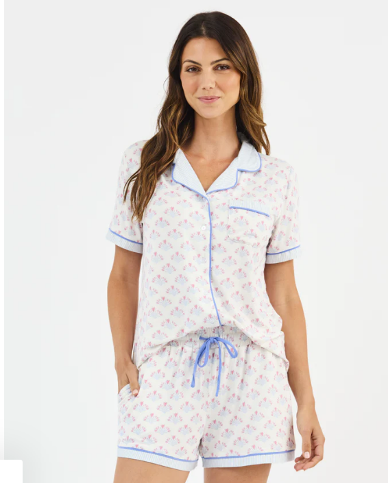 Charlotte Pajama Set Bell Blooms White