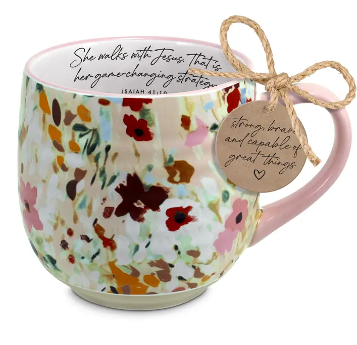 She Walks With Jesus Mug