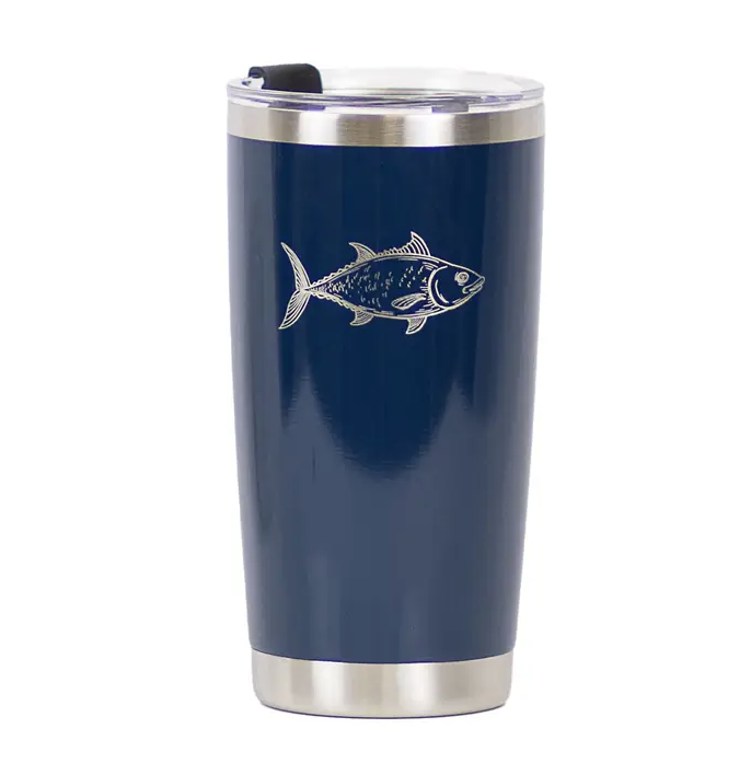 Fish Etched Tumbler Royal/Stainless 20oz.