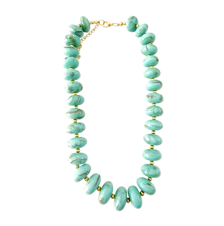 Holly Chunky Beaded Necklace- Turquoise