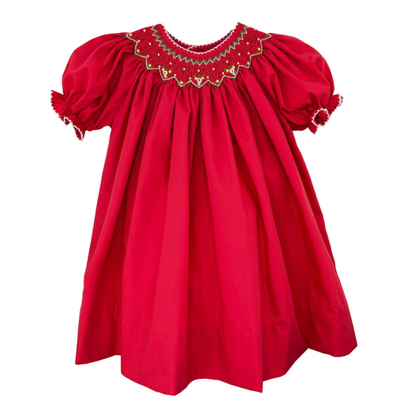 Red Christmas Smocked Dress