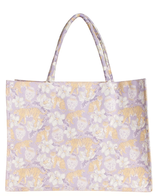 Chinoiserie Tiger Tote Lavender and Gold