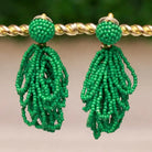 Green Beaded Loop Earrings