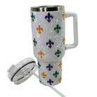 Beaded Tumbler with Fleur de Lis