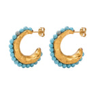 Aubrey Adele Blue Stoned Hoop Earrings