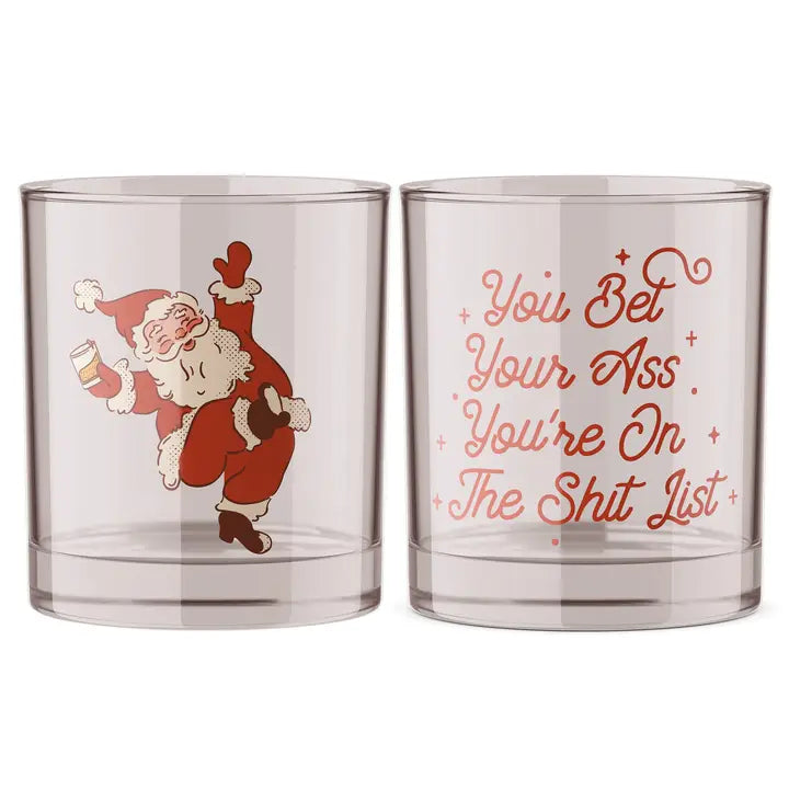 Bet Your A... Santa Bourbon Whiskey Rocks Glass