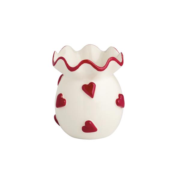 Red Heart Ruffle Bud Vase