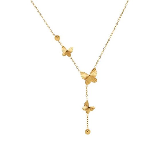 Aubrey Adele Three Butterflies Necklace