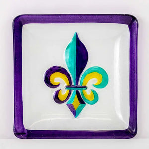 Napoleon Fleur De Lis Glass Platter Clear