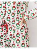 Clara Wreath Long Sleeve Button Up Sleep Shirt & Short Set