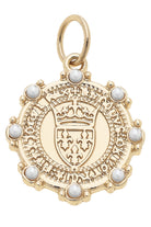 Pearl Studded Coin Charm in Shiny Gold