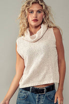 Sleeveless Cowl Neck Crochet Top