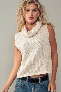 Sleeveless Cowl Neck Crochet Top