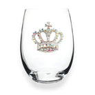 Aurora Borealis Crown Jeweled Stemless Wine Glass