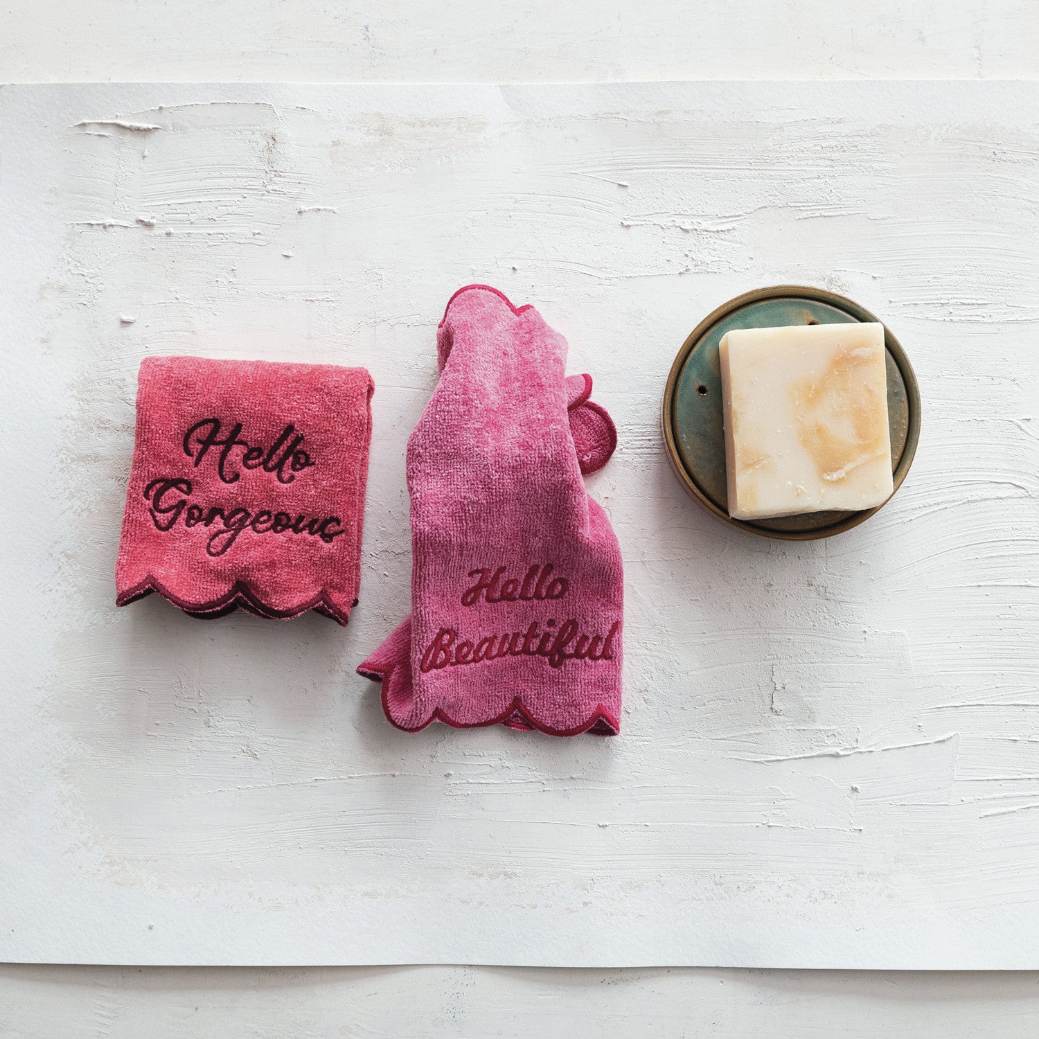 Hello Gorgeous Cotton Terry Wash Cloths, Set of 2