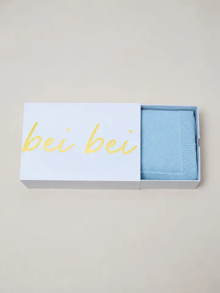 Flat Knit Blanket - Breezy Blue