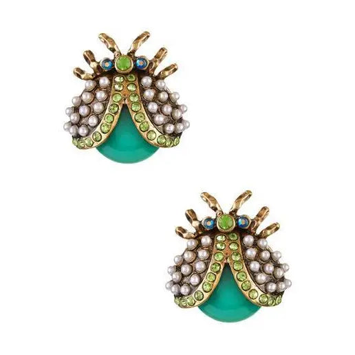 Green Beetle Earrings