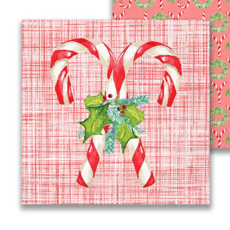 Candy Canes with Greens Cocktail Napkin
