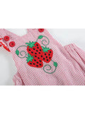 Red Seersucker Strawberry Ruffle Romper