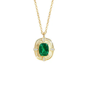 Aubrey Adele Emerald Green Shield Necklace