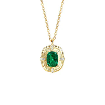 Aubrey Adele Emerald Green Shield Necklace