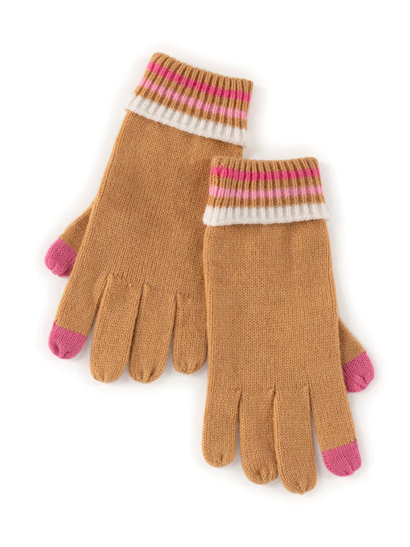 Mauve Touchscreen Gloves - Tan