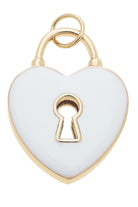 Heart Shaped Padlock Enamel Charm in White