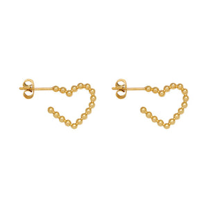 Aubrey Adele Beaded Heart Gold Hoop