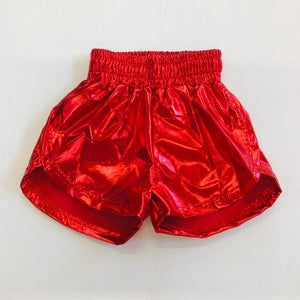 Girl's Red Metallic Shorts