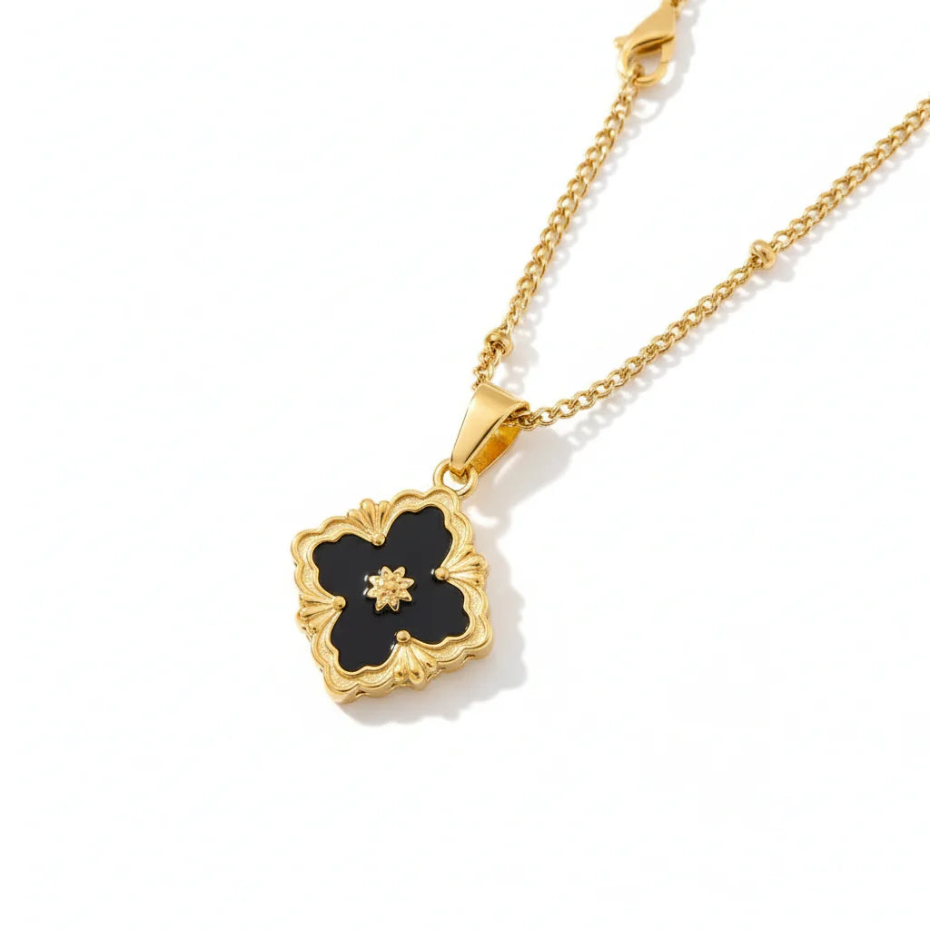 Aubrey Adele Black French Cross Necklace