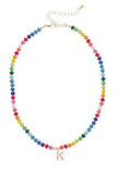 Ruthie Rainbow Beaded Mini Initial Necklace