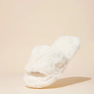 White Plush Faux Fur Slide Slippers