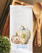 Thankful Fall Chinoiserie Pumpkins Tea Towel