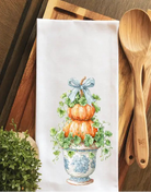 Toile Pumpkin Floral Tea Towel
