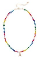 Ruthie Rainbow Beaded Mini Initial Necklace