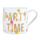Mug with 'PARTY TIME' text and colorful dots 