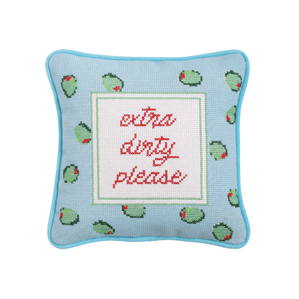 Olives Needlepoint Mini Pillow