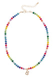 Ruthie Rainbow Beaded Mini Initial Necklace