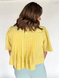 Flutter Sleeve Pintuck Yellow Blouse